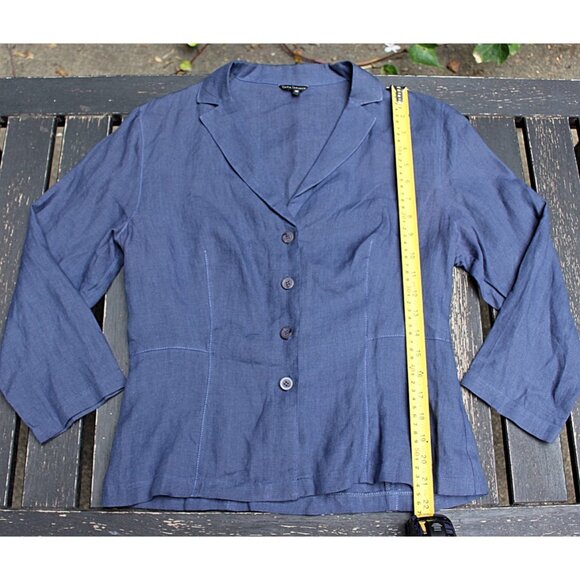 TARA JARMON Paris -"Ingrid" Lightweight Linen Blazer in Blue, 42, Made in France - Picture 9 of 10